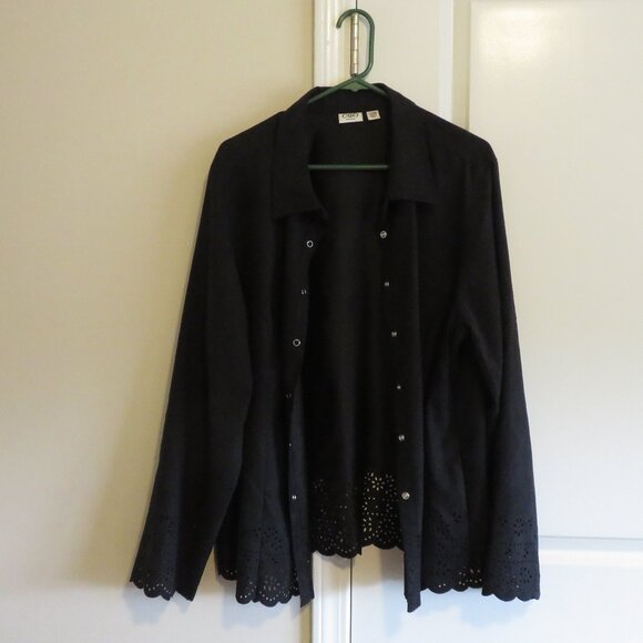 CATO Black Lace Trim Woman's Jacket Size 22/24W - Picture 2 of 13